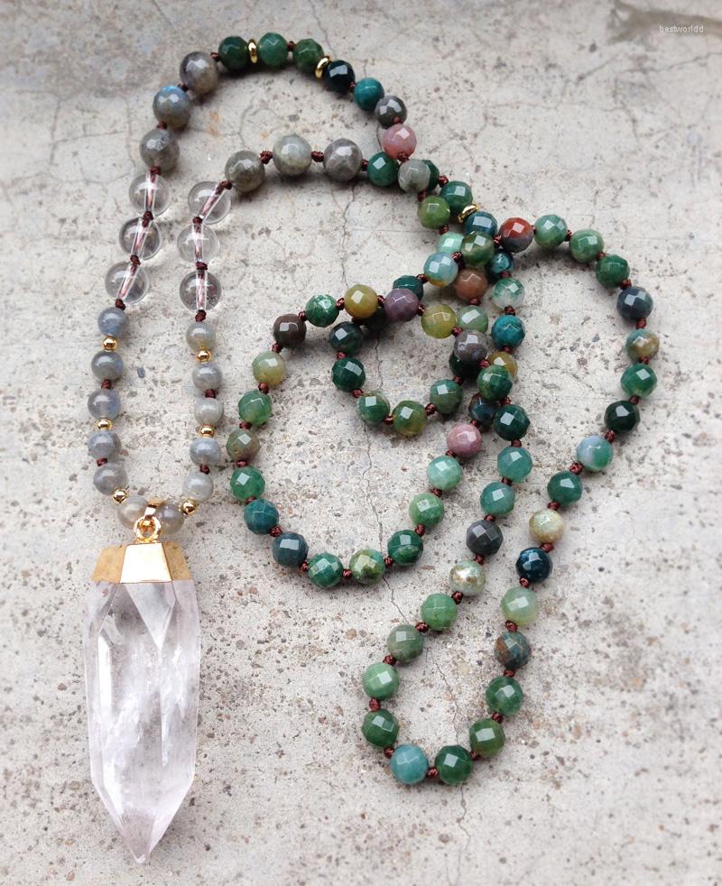 Pendant Necklaces YA2379 Handmade Stone Knot Necklace Clear Quartz Point Tiger Eye Labradorite Beads 30-32inch Long
Pendant Necklaces YA2379 Handmade Stone Knot Necklace Clear Quartz Point Tiger Eye Labradorite Beads 30-32inch Long