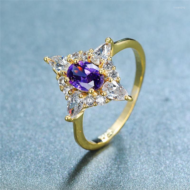 Wedding Rings Cute Female Crystal Purple Oval Ring Vintage Yellow Gold Thin For Women Promise
Wedding Rings Cute Female Crystal Purple Oval Ring Vintage Yellow Gold Thin For Women Promise