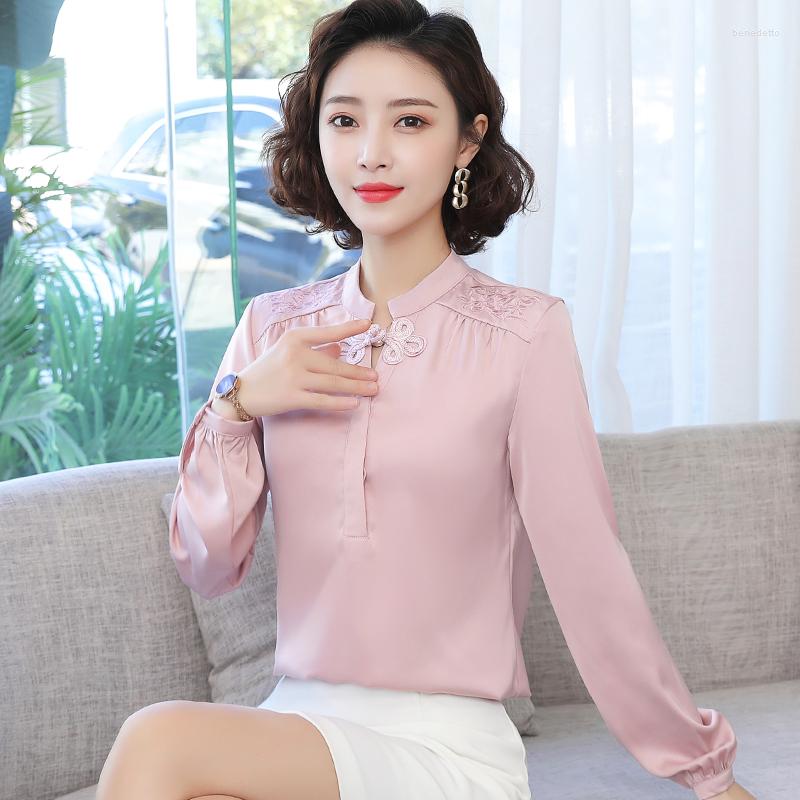 Women' Blouses Satin Chiffon Shirt Women 2023 Spring Dress Chinese Style Embroidered Top Fashion Long Sleeve, Green
Women' Blouses Satin Chiffon Shirt Women 2023 Spring Dress Chinese Style Embroidered Top Fashion Long Sleeve, Green