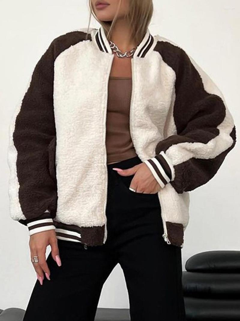 Women' Jackets Women Autumn And Winter Style Plush Warm Coat Long Sleeve Patch Color Zipper Pocket Street Casual Party Cardigan
Women' Jackets Women Autumn And Winter Style Plush Warm Coat Long Sleeve Patch Color Zipper Pocket Street Casual Party Cardigan