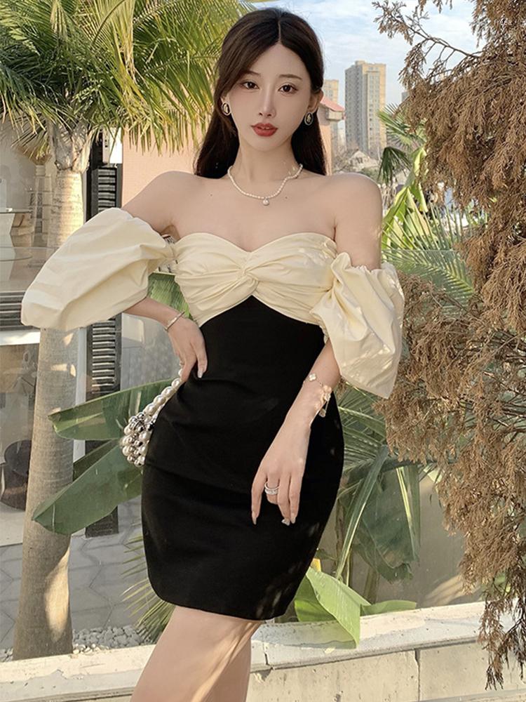 Casual Dresses Y2K Design Elegant Evening Dress Women Slash Neck Lantern Sleeve Mini Bodycon Prom Femme Vestido Corto Con Hombros, Black
Casual Dresses Y2K Design Elegant Evening Dress Women Slash Neck Lantern Sleeve Mini Bodycon Prom Femme Vestido Corto Con Hombros, Black
