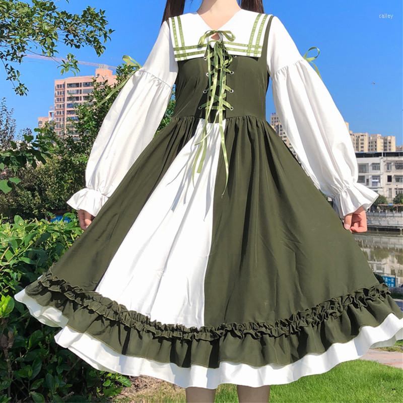 Casual Dresses Lolita Kawaii Sailor Collar Girl Dress Women Bandage Christmas Red Cosplay Princess Party Vintage Long Sleeve Cute Green, Green dress
Casual Dresses Lolita Kawaii Sailor Collar Girl Dress Women Bandage Christmas Red Cosplay Princess Party Vintage Long Sleeve Cute Green, Green dress