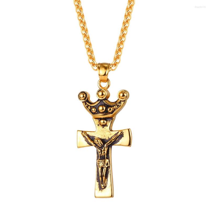 Pendant Necklaces Collare Crown Jesus INRI Cross Gold/Black Color Stainless Steel Men Christian Jewelry Piece Necklace Women P110
Pendant Necklaces Collare Crown Jesus INRI Cross Gold/Black Color Stainless Steel Men Christian Jewelry Piece Necklace Women P110