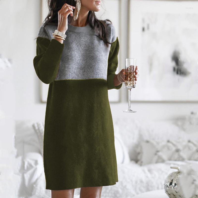 Casual Dresses Mid Length Autumn Winter Womens Sweater Stitching Loose Round Neck Long Sleeve Woman Dress Vestido De Mujer, Black
Casual Dresses Mid Length Autumn Winter Womens Sweater Stitching Loose Round Neck Long Sleeve Woman Dress Vestido De Mujer, Black