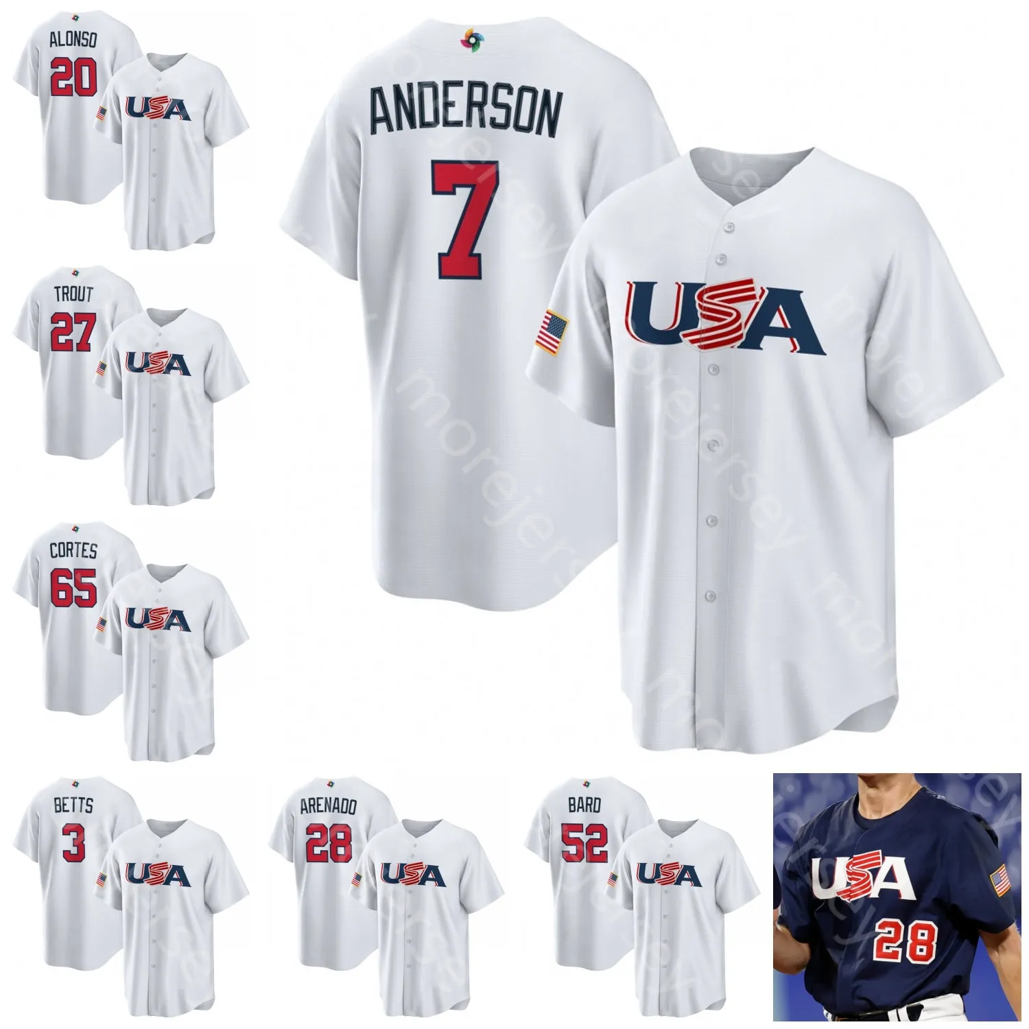 CUSTOM 2023 World Baseball Classic WBC Team USA Jersey Paul Goldschmidt Pete Alonso Tim Anderson Trea Turner Mullins DeRosa Will Smith Mikol, 2023 white
CUSTOM 2023 World Baseball Classic WBC Team USA Jersey Paul Goldschmidt Pete Alonso Tim Anderson Trea Turner Mullins DeRosa Will Smith Mikol, 2023 white