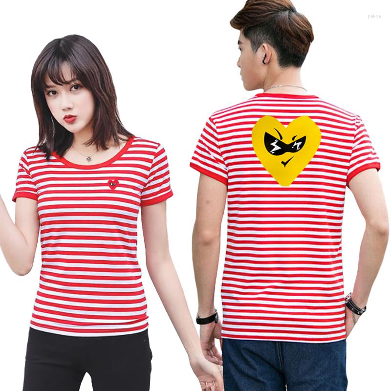 Men' T Shirts Break Egg Men Women Striped T-shirt Heart Cartoon Embroidery Back Printing Cotton O-neck Summer Short Sleeved Couple, Red 1
Men' T Shirts Break Egg Men Women Striped T-shirt Heart Cartoon Embroidery Back Printing Cotton O-neck Summer Short Sleeved Couple, Red 1