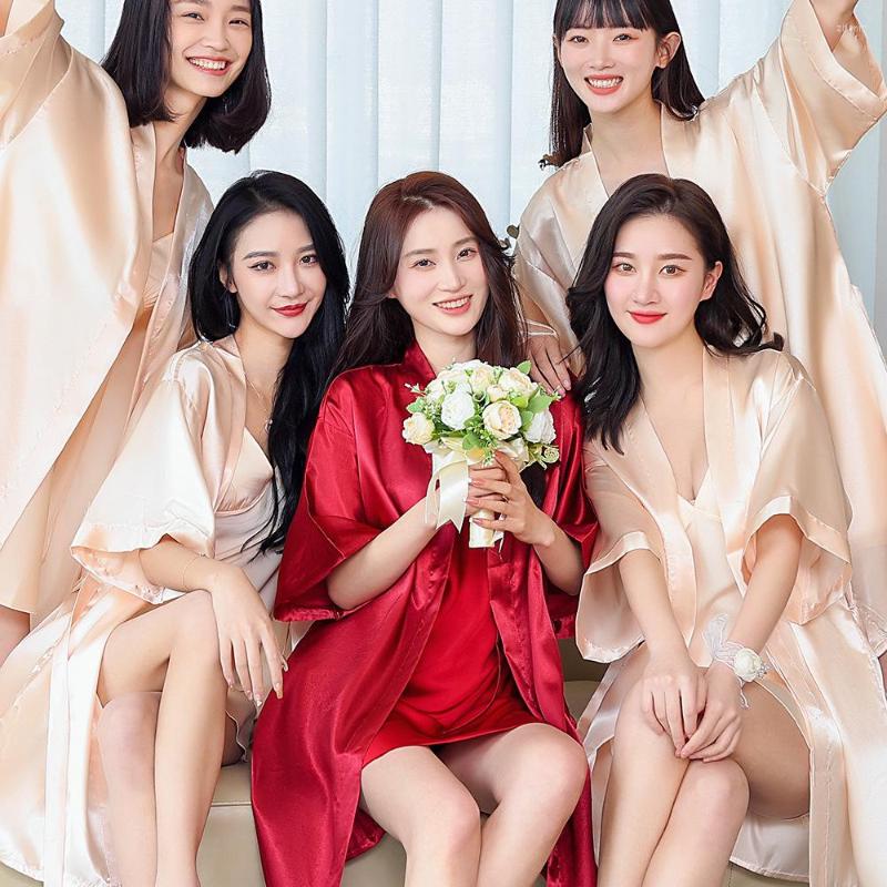 Women' Sleepwear Bride Bridesmaid Wedding Bathrobes Robe Gown Women Silk Satin Kimono Party Dresses Female Nightgown Home Dress, Pink robe - b
Women' Sleepwear Bride Bridesmaid Wedding Bathrobes Robe Gown Women Silk Satin Kimono Party Dresses Female Nightgown Home Dress, Pink robe - b
