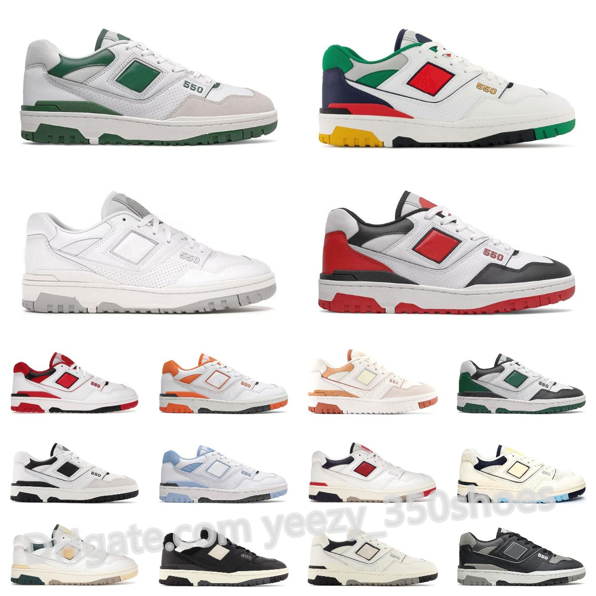 

2023 Designer BB550 B550 550 Sneakers Mens Running Shoes Low Sports Athletic Boots Shadow White Green Red Sea Salt Varsity Gold Navy Blue Men Women casual Trainers, Box