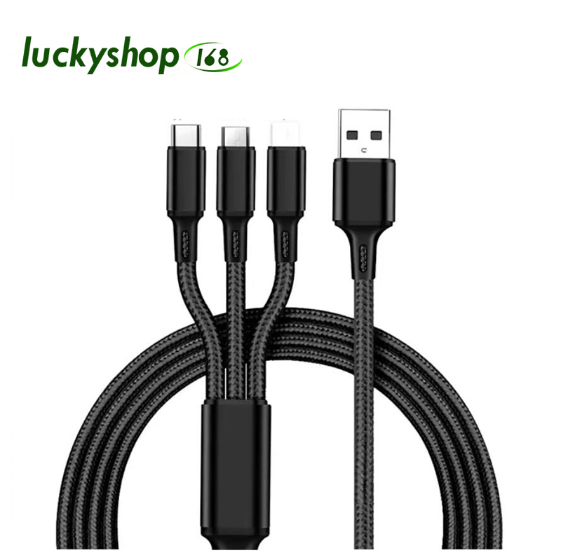 3 In 1 Micro USB Type C Charger Cables Multi Usb Port Multiple Charging Cord Mobile Phone Wire For OPPO RENO 2 3 4 5 6 7 8 PRO A3S A5S A5 A9 A12 A15 A31 A52 A72 A92 A54 A74 A94