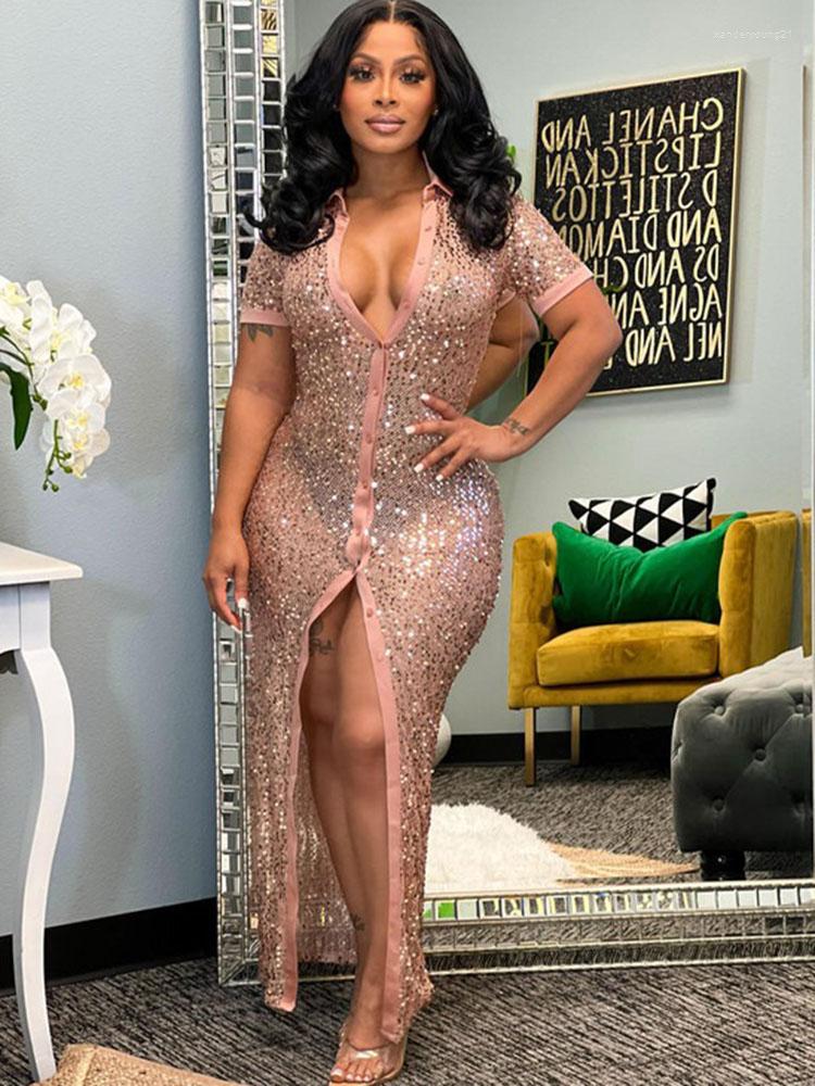 Party Dresses Champagne Sequin Bodycon Prom Shirt Dress For Women Button Up Night Club Outfits Evening Clubwear Sexy Long Maxi
Party Dresses Champagne Sequin Bodycon Prom Shirt Dress For Women Button Up Night Club Outfits Evening Clubwear Sexy Long Maxi