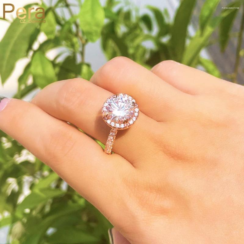 Wedding Rings Pera Luxury Rose Gold Color Big Round CZ Crystal Engagement Bands Finger For Women Fashion Party Jewelry Gift R203
Wedding Rings Pera Luxury Rose Gold Color Big Round CZ Crystal Engagement Bands Finger For Women Fashion Party Jewelry Gift R203
