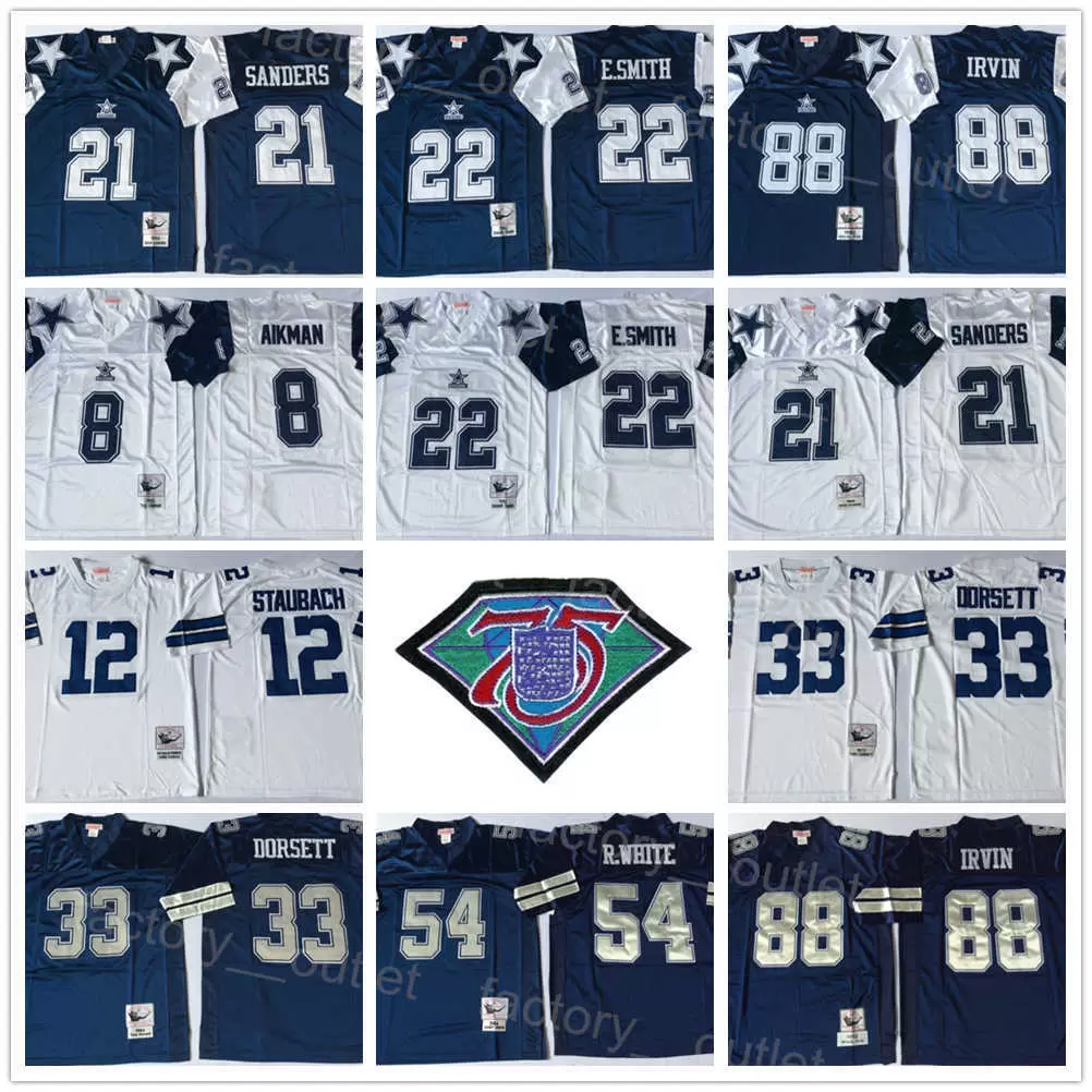 CUSTOM Throwback Mitchell and Ness Football 8 Troy Aikman Jersey 75th 21 Deion Sanders 22 Emmitt Smith 33 Tony Dorsett 54 Randy White 88 Mic, Navy blue
CUSTOM Throwback Mitchell and Ness Football 8 Troy Aikman Jersey 75th 21 Deion Sanders 22 Emmitt Smith 33 Tony Dorsett 54 Randy White 88 Mic, Navy blue