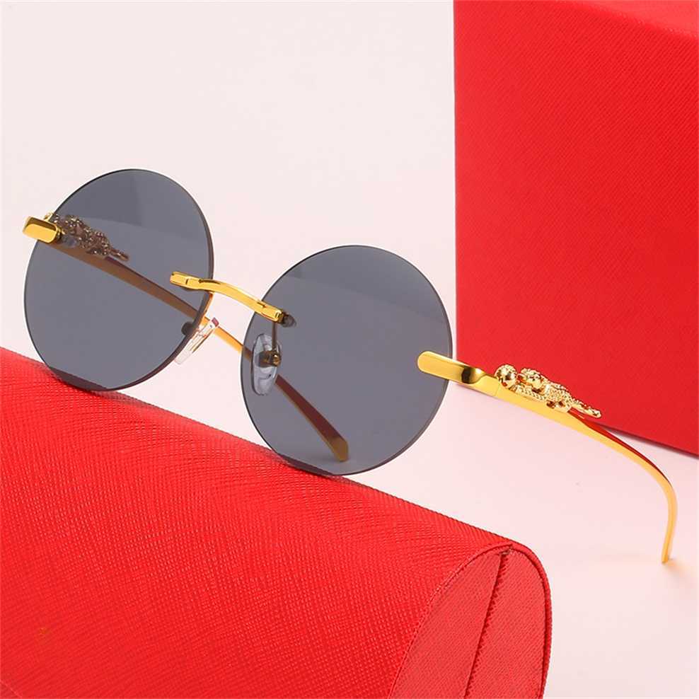 Sunglasses 2023 new Leopard head frameless round sunglasses for men and women