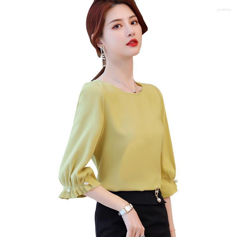 Women's Blouses Women's Spring Summer Style Chiffon Shirt Solid Color O-Neck Three Quarter Sleeve Korean Loose Tops DD9069, Beige
Women's Blouses Women's Spring Summer Style Chiffon Shirt Solid Color O-Neck Three Quarter Sleeve Korean Loose Tops DD9069, Beige