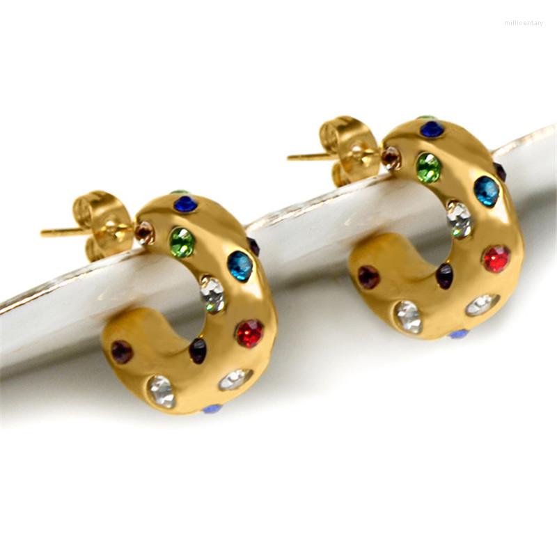Hoop Earrings 316L 18K Gold Stainless Steel With Colorful Zircon Shaped Hammer Pattern C Fashion Vintage
Hoop Earrings 316L 18K Gold Stainless Steel With Colorful Zircon Shaped Hammer Pattern C Fashion Vintage