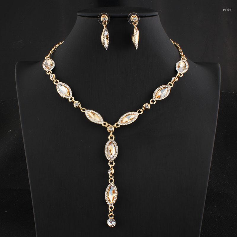 Necklace Earrings Set Jiayijiaduo Fashion Classic Women's Wedding Jewelry Champagne Crystal Inlaid Gold Color, Picture shown
Necklace Earrings Set Jiayijiaduo Fashion Classic Women's Wedding Jewelry Champagne Crystal Inlaid Gold Color, Picture shown