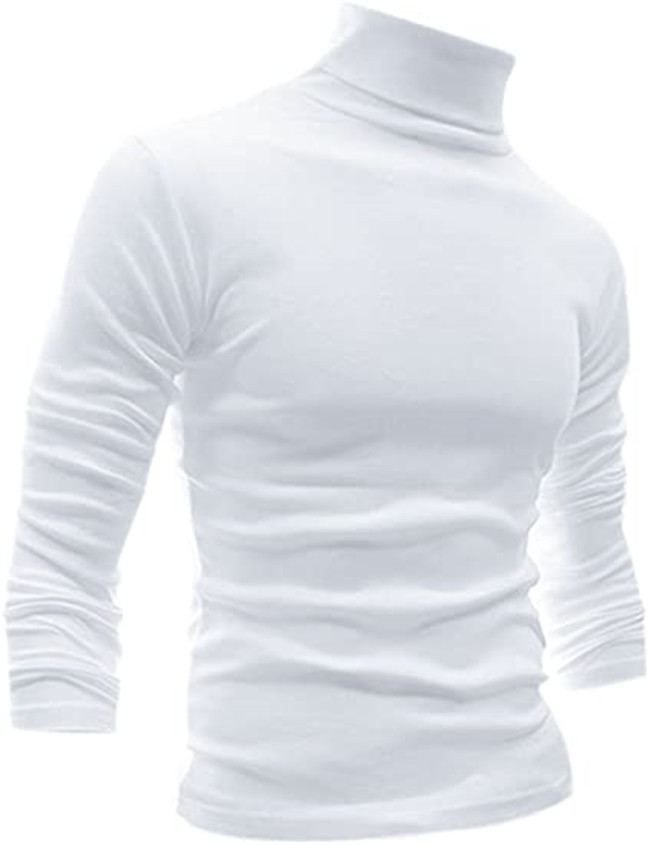 Mens T-Shirts Slim Fit Lightweight Tee Long Sleeve Pullover Top Turtleneck Polos