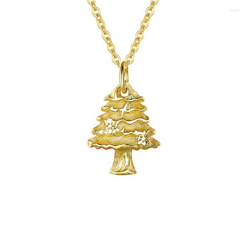 Pendant Necklaces S925 Sterling Silver Gold Plated Christmas Tree Necklace