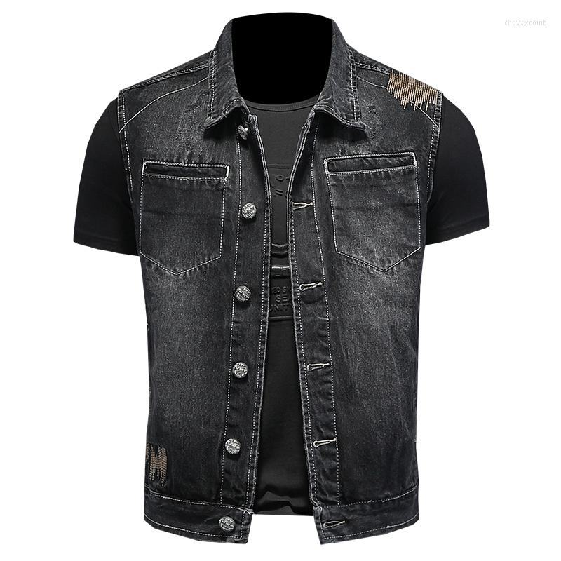 Men' Vests 2023 Men Short Sleeve Cowboy Vest Casual Denim Male High Quality Cotton Outerwear Hip Hop Streetwear WaistcoatS-5Xl, Black
Men' Vests 2023 Men Short Sleeve Cowboy Vest Casual Denim Male High Quality Cotton Outerwear Hip Hop Streetwear WaistcoatS-5Xl, Black