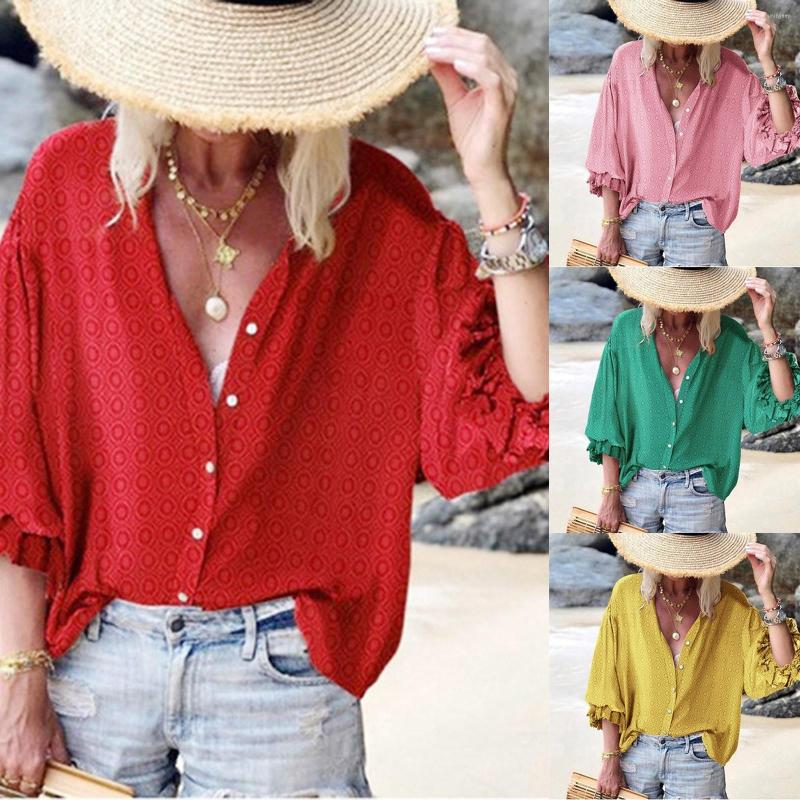 Women' Blouses Women Fashion Style Long Sleeve Solid Color Printed Buttoned Shirt, Green
Women' Blouses Women Fashion Style Long Sleeve Solid Color Printed Buttoned Shirt, Green