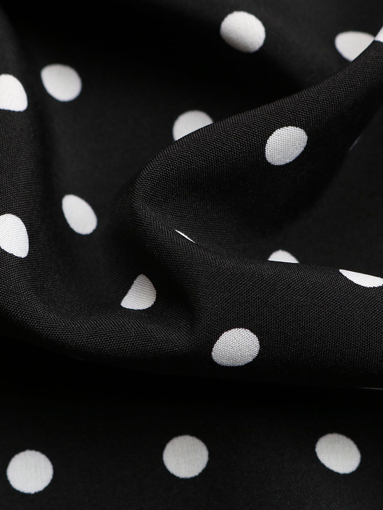 Casual Dresses JIM NORA Elegant Summer Beach Sundress Midi Dress Women Boho Chiffon Polka Dot Casual Mid-length Temperament Retro Dresses 230313