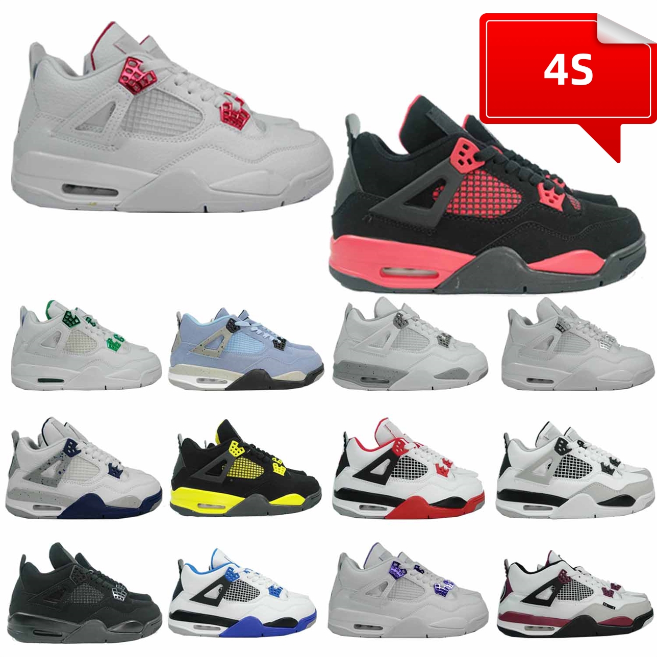 Jumpman 4 4s Men Women Basketball Shoes Sneakers Militaryoutdoor Trainers Black Red Thunder Sail Lace Up Red Oreo Cool Gray Blue Casual, #j401
Jumpman 4 4s Men Women Basketball Shoes Sneakers Militaryoutdoor Trainers Black Red Thunder Sail Lace Up Red Oreo Cool Gray Blue Casual, #j401