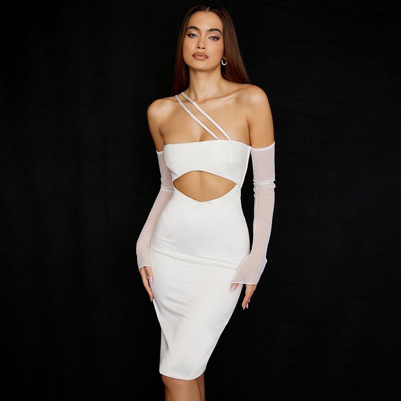 Casual Dresses Sexy Wrapped Chest Mini Dress Solid Oblique Shoulder Strap Open Waist Long Sleeve Middle Cut Out Skirt Female Party Clubwear, White
Casual Dresses Sexy Wrapped Chest Mini Dress Solid Oblique Shoulder Strap Open Waist Long Sleeve Middle Cut Out Skirt Female Party Clubwear, White