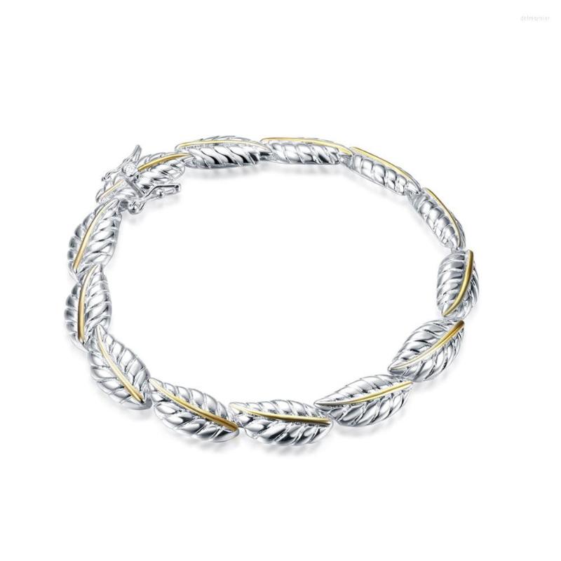 Charm Bracelets Silver Color Bracelet Fashion Jewelry Golden Feathers Wedding Gift For Woman Beautiful Party Style Top Quality H058
Charm Bracelets Silver Color Bracelet Fashion Jewelry Golden Feathers Wedding Gift For Woman Beautiful Party Style Top Quality H058
