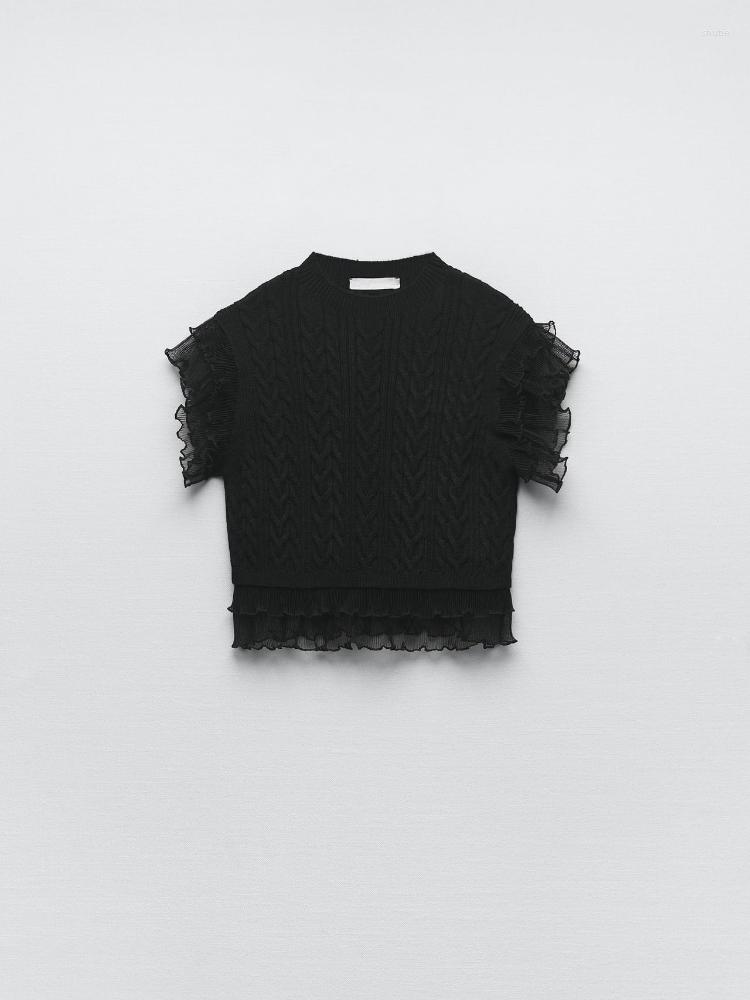 Women' Tanks ZABA ZAR Women' Ruffled Cable Knit Top Sleeveless Round Neck Black Layered Folds Decorated Eight-Shaped Knitted Vest, Beige
Women' Tanks ZABA ZAR Women' Ruffled Cable Knit Top Sleeveless Round Neck Black Layered Folds Decorated Eight-Shaped Knitted Vest, Beige