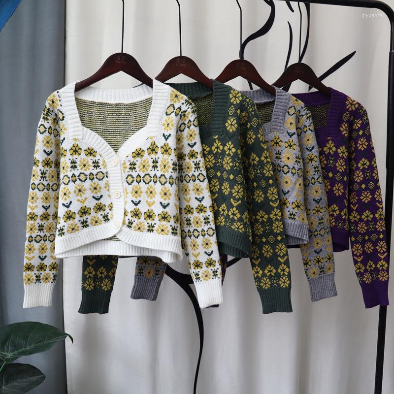 Women's Knits Korea Version Slim Retro Vintage Floral Short Knit Women Cardigan Spring Autumn Square Collar Female Sweater Coat Tops, Green
Women's Knits Korea Version Slim Retro Vintage Floral Short Knit Women Cardigan Spring Autumn Square Collar Female Sweater Coat Tops, Green