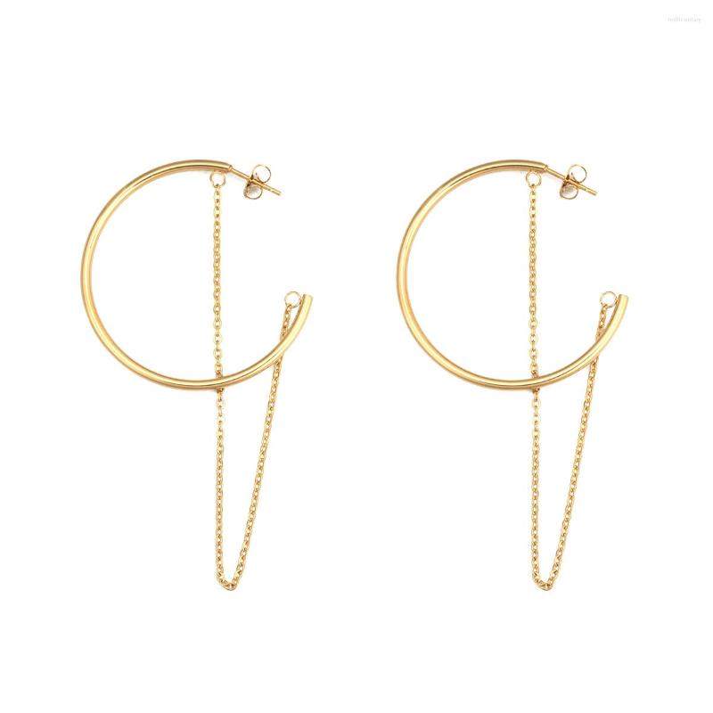 Hoop Earrings Fashion Earring Stainless Steel Gold Color Round For Women 7.1cm X 4cm Post/ Wire Size: (20 Gauge) 1 Pair
Hoop Earrings Fashion Earring Stainless Steel Gold Color Round For Women 7.1cm X 4cm Post/ Wire Size: (20 Gauge) 1 Pair