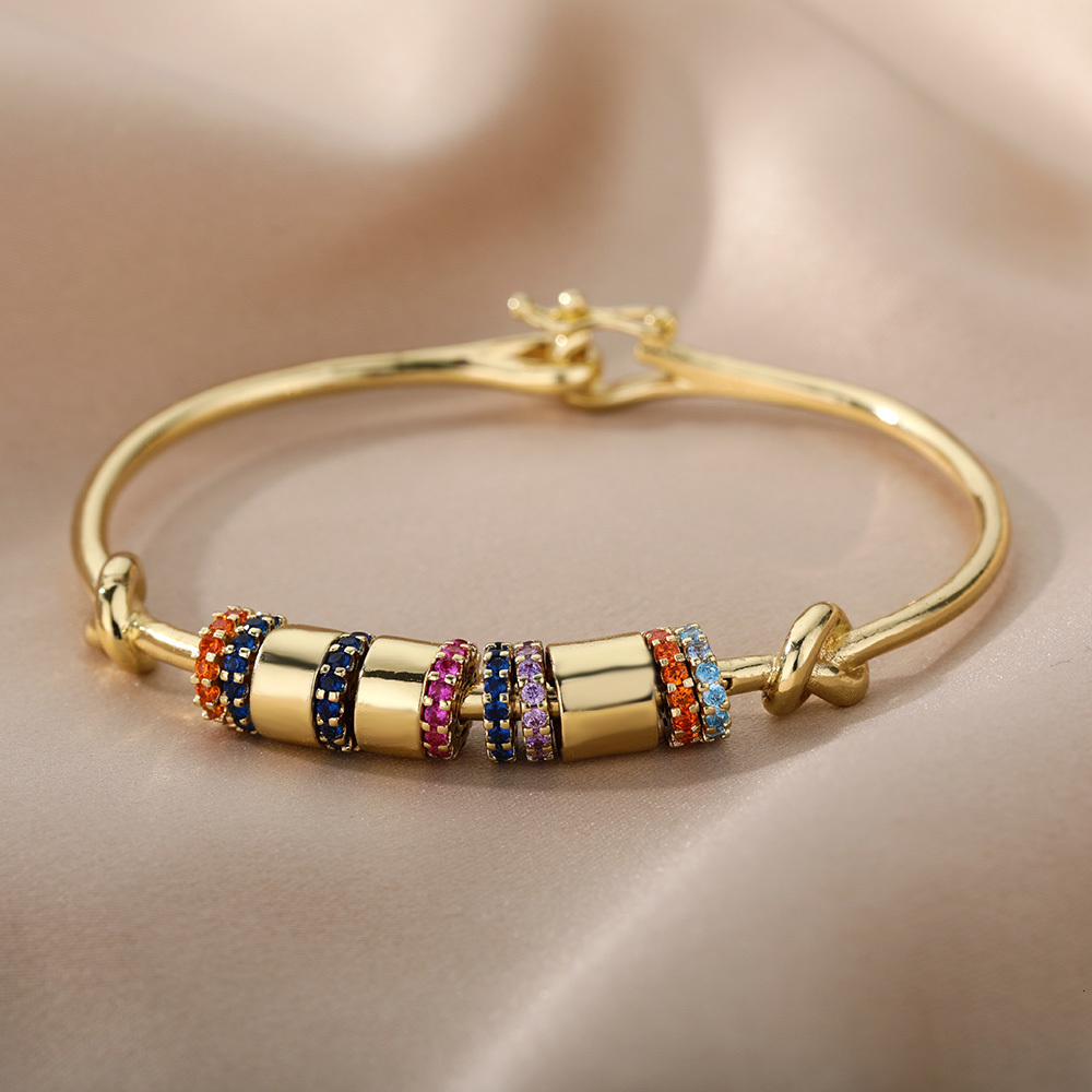 Charm Bracelets Bohemia Stainless Steel Bracelet For Women Colored Zircon Bangle Boho Fashion Jewelry Gift Bijoux Femme 230313