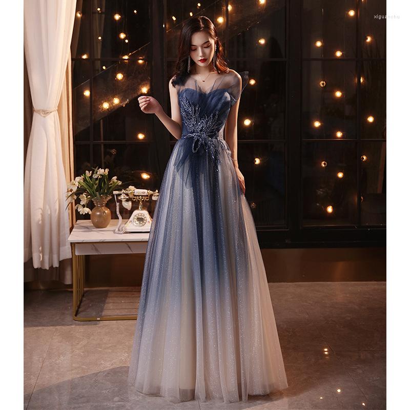 Ethnic Clothing Women Elegant Navy Blue Beading Prom Dresses Off-Shoulder Tulle Evening Gown Sexy A-line Lace Up Backless Vestido
Ethnic Clothing Women Elegant Navy Blue Beading Prom Dresses Off-Shoulder Tulle Evening Gown Sexy A-line Lace Up Backless Vestido