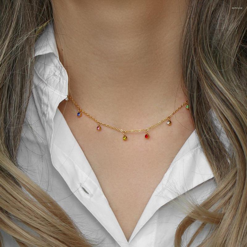 Pendant Necklaces 18K Gold Plated Colorful Zircon Water Drop Necklace For Women Girls Round Collar Chain Jewelry Wholesale
Pendant Necklaces 18K Gold Plated Colorful Zircon Water Drop Necklace For Women Girls Round Collar Chain Jewelry Wholesale