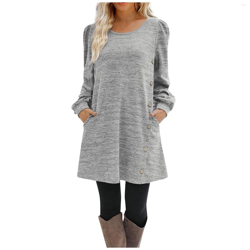Casual Dresses Elegant Women Fashion Round Neck Button Long Sleeve Loose Dress Female Vestidos Women, Light gray
Casual Dresses Elegant Women Fashion Round Neck Button Long Sleeve Loose Dress Female Vestidos Women, Light gray