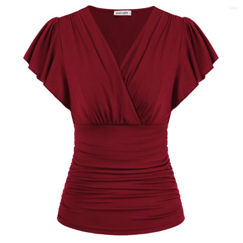 Women' T Shirts Women Ruched Tops Surplice V-Neck Casual Short Flounce Sleeve Blouse Summer Slim Fit Flutter Sleeves Tee, Black
Women' T Shirts Women Ruched Tops Surplice V-Neck Casual Short Flounce Sleeve Blouse Summer Slim Fit Flutter Sleeves Tee, Black