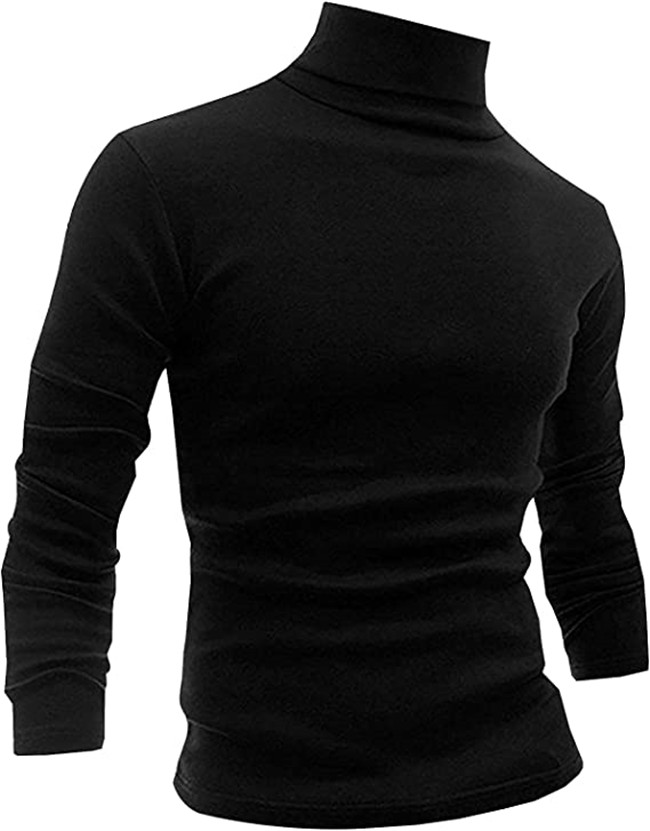 Mens T-Shirts Slim Fit Lightweight Tee Long Sleeve Pullover Top Turtleneck Polos