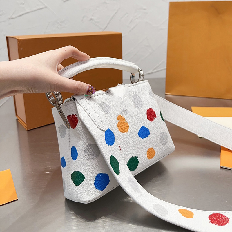 Womens Designer Capucines Wave Point Mini Bags Calfskin Genuine Leather Top Handle Totes Crossbody Handbags Multi Pochette Suitcase Outdoor Sacoche Purse 20x14CM, Box