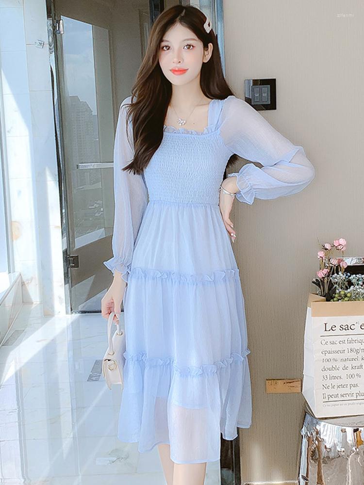 Casual Dresses Spring Autumn Women Evening Dress Chiffon Sweet Sheer Sexy Square Collar Slim Midi Party Prom Beach Robe Femme Mujer Vestido, Blue
Casual Dresses Spring Autumn Women Evening Dress Chiffon Sweet Sheer Sexy Square Collar Slim Midi Party Prom Beach Robe Femme Mujer Vestido, Blue