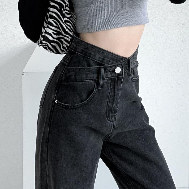 Women's Jeans Crossover Waist Design Women's Baggy High Wide Leg Pants Fashion Korean Street Y2K Straight Spring Autumn, Black grey-usual
Women's Jeans Crossover Waist Design Women's Baggy High Wide Leg Pants Fashion Korean Street Y2K Straight Spring Autumn, Black grey-usual