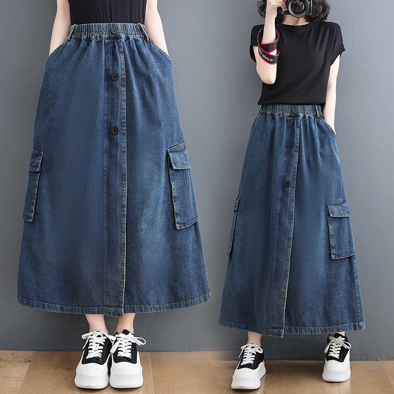 Skirts Large Size Casual Denim Skirt Women's Summer Retro Temperament High Waist Long Skirt Loose Korean Jeans Saias Faldas h549 230313, Blue
Skirts Large Size Casual Denim Skirt Women's Summer Retro Temperament High Waist Long Skirt Loose Korean Jeans Saias Faldas h549 230313, Blue