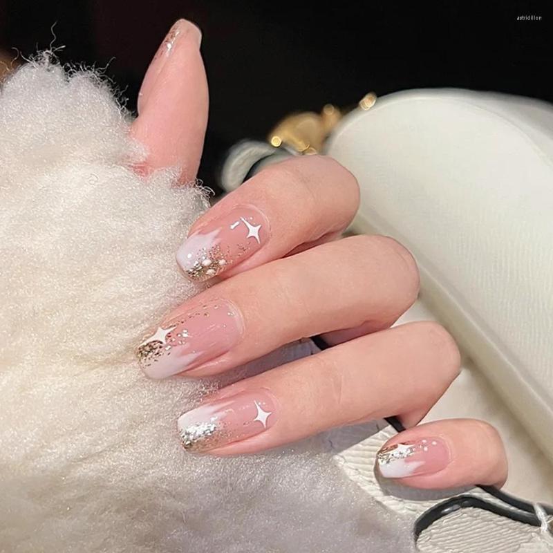 False Nails 24pcs Coffin White Star Glitter Designs Ballerina Fake Nail Tips Press On Artificial Full Cover Manicure, 999
False Nails 24pcs Coffin White Star Glitter Designs Ballerina Fake Nail Tips Press On Artificial Full Cover Manicure, 999