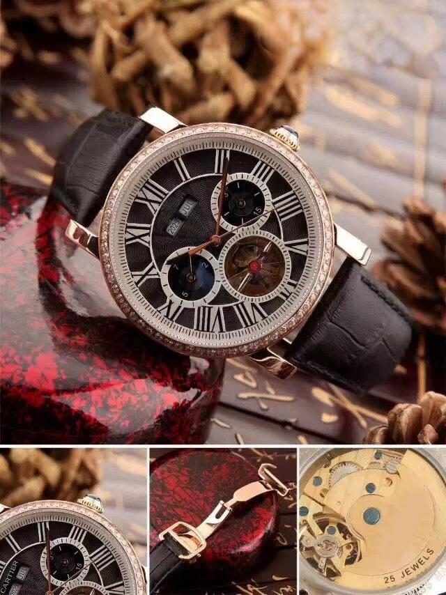 Wristwatches High-end Men's Mechanical Watch Automatic Rose Gold Diamond Black Leather Tourbillion Dual Time Skeleton Sapphire Glass
Wristwatches High-end Men's Mechanical Watch Automatic Rose Gold Diamond Black Leather Tourbillion Dual Time Skeleton Sapphire Glass