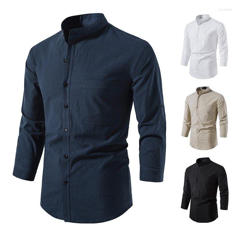 Men's Casual Shirts Slim Fit Solid Color Men's Business Fashion Stand Collar Shirt Single Breasted Long Sleeved Tops Summer Clothing, Navy blue
Men's Casual Shirts Slim Fit Solid Color Men's Business Fashion Stand Collar Shirt Single Breasted Long Sleeved Tops Summer Clothing, Navy blue