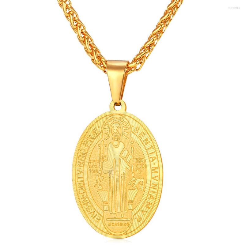Pendant Necklaces Collare St. Benedict Medal Stainless Steel Oval Catholic Men Jewelry Gold Color Saint Necklace Women P908
Pendant Necklaces Collare St. Benedict Medal Stainless Steel Oval Catholic Men Jewelry Gold Color Saint Necklace Women P908