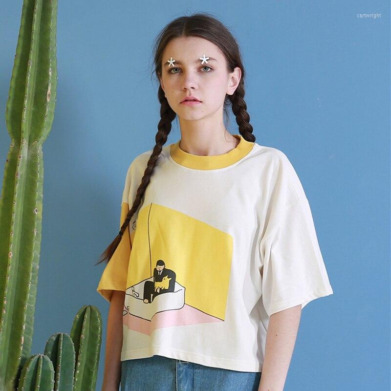 Women's T Shirts Niche Design TEE Summer Women Tshirt Playful Print Shirt Top O Neck Loose Short Sleeve T-shirt White Patch Yellow, Picture color
Women's T Shirts Niche Design TEE Summer Women Tshirt Playful Print Shirt Top O Neck Loose Short Sleeve T-shirt White Patch Yellow, Picture color