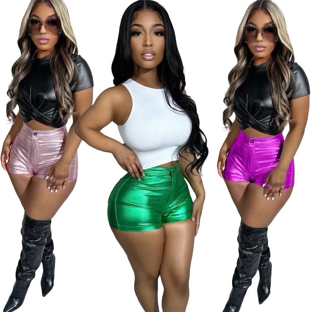 Designer Leather Shorts Summer Women Casual PU Shorts Faux Leather High Waisted Shorts Y2k Casual Waterproof Short Pants Bulk Clothes 9457