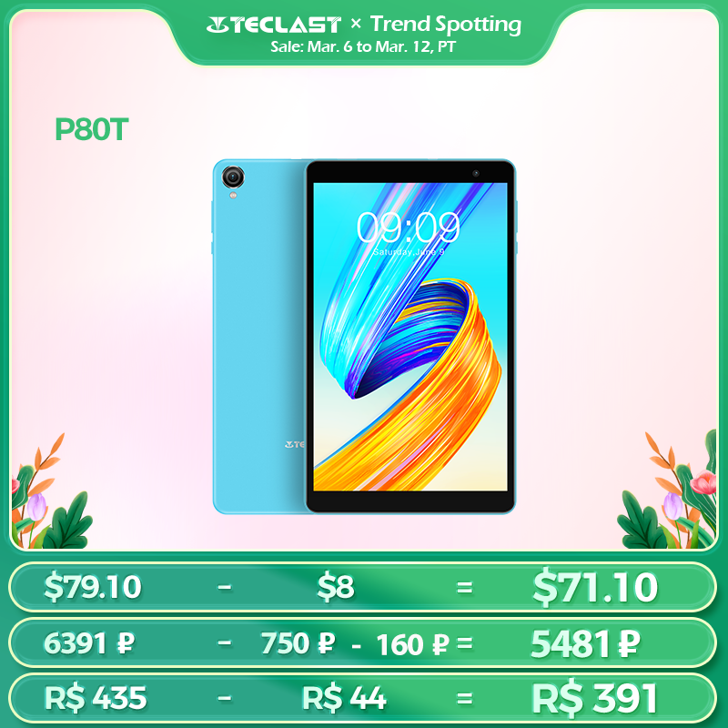 

Teclast P80T Android 11 Kids Tablet 8 inch IPS 3GB RAM 32GB ROM Wi-Fi 6 BT5.0 Type-C A133 Quad Core Children's Tablets 310g, Blue