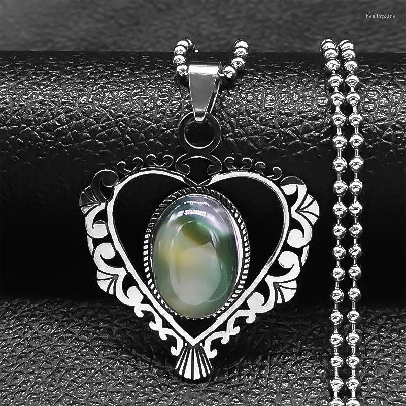 Pendant Necklaces 2023 Stainless Steel Green Natural Stone Necklace For Women/Men Silver Color Long Jewelry Colgantes Mujer N3604S04
Pendant Necklaces 2023 Stainless Steel Green Natural Stone Necklace For Women/Men Silver Color Long Jewelry Colgantes Mujer N3604S04