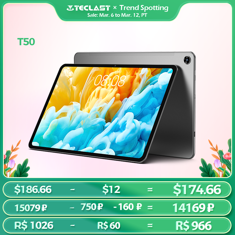 Teclast T50 2023 11inch 2K Tablet PC Android 12 2000x1200 8GB RAM 128GB ROM UNISOC T616 Octa Core 4G Network Type-C 18W Fast Charging, Gray
Teclast T50 2023 11inch 2K Tablet PC Android 12 2000x1200 8GB RAM 128GB ROM UNISOC T616 Octa Core 4G Network Type-C 18W Fast Charging, Gray